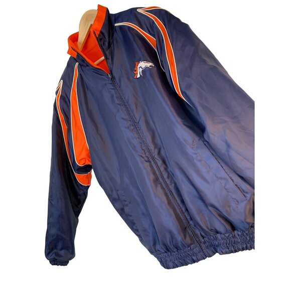 NFL Denver Broncos Reversible Jacket M Blue Canvas Orange Fleece RCC10443 - Picture 1 of 14